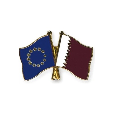 Odznak (pins) 22mm vlajka EÚ + Katar - farebný