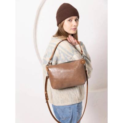 TOKS VISOKS Litovský Ateliér AGLEA kožená crossbody kabelka TOMMY cappuccino