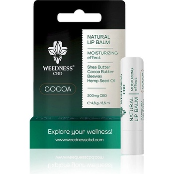 weednesscbd Натурален балсам за устни с овлажняващ ефект 4% cbd (Какао)