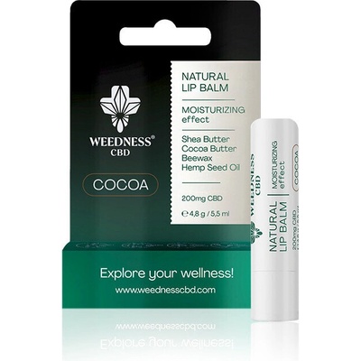 weednesscbd Натурален балсам за устни с овлажняващ ефект 4% cbd (Какао)