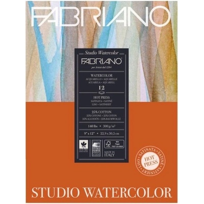 Akvarelový papír Fabriano Studio Watercolour Hot Press 28x35,6 cm, 300g, 12 listů, blok – Zboží Dáma
