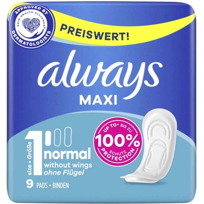 Always Maxi Normal hygienické vložky bez krídelok 9 ks