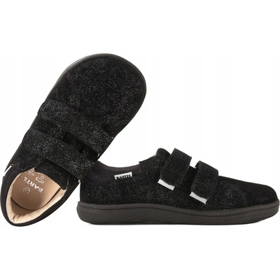Bartek 8600360 barefoot dětské polobotky boty kůže suchý zip černé
