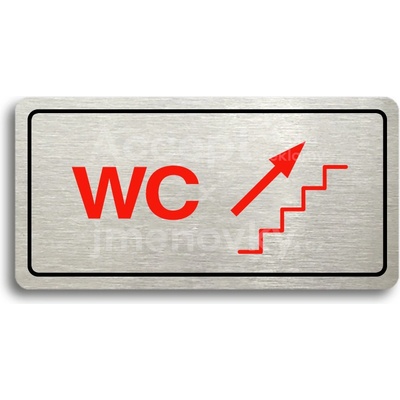 ACCEPT Piktogram WC VPRAVO NAHORU - stříbrná tabulka - barevný tisk