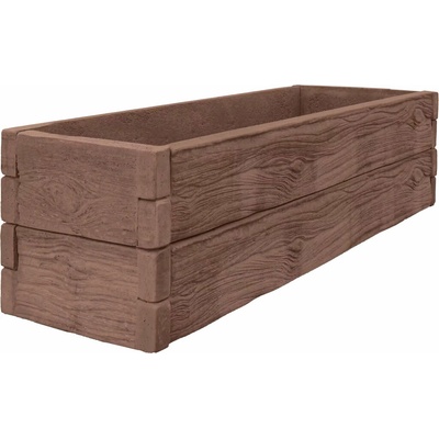 Beves Betonový vyvýšený záhon - imitace dřeva 200 x 100 x 50 cm, Hnědá – Zboží Mobilmania