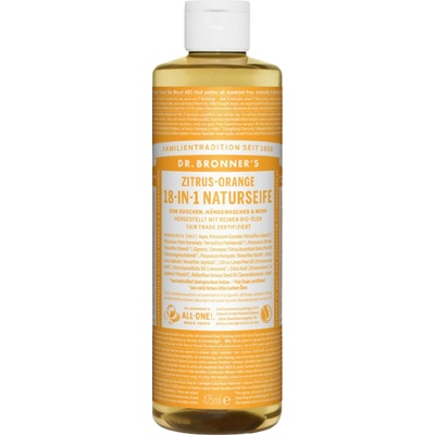 Dr. Bronner's přírodní tekuté mýdlo s pomerančem a citrusy 18v1 475 ml
