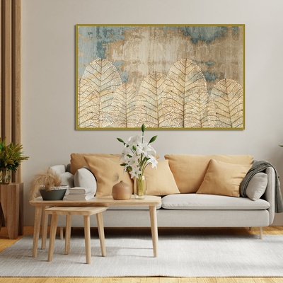 Decono Картина Абстрактни Листа в Златно