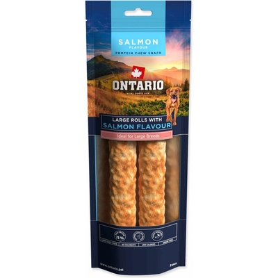 Ontario Protein příchuť losos žvýkací rolka velká 2ks 25,4cm