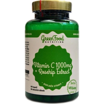 GreenFood Nutrition Vitamín C 1000 mg + Extrakt ze šípků 60 kapsúl