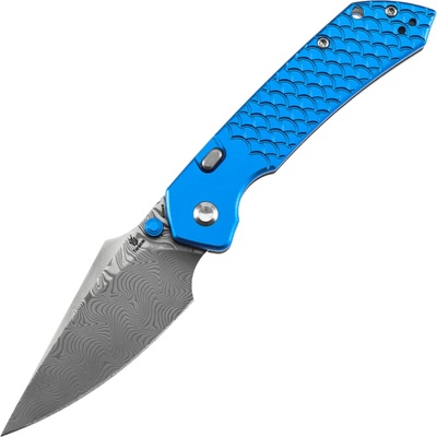 Tenable Knives Fenrir Damascus,Dark Blue Anodized Aluminum+ Fishscale B1034H9