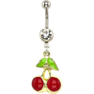 Šperky eshop piercing do pupíku třešně zlatý podklad I13.1