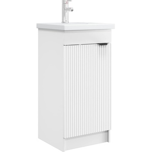 vidaXL Баня с мивка Бяло 42 x 40 x 84, 5 см Инженерна дървесина (890084)