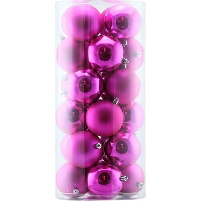 DECOLED Sada vánočních ozdob růžové 8 cm plastové koule, 12× lesk, 12× mat, balení 24 ks