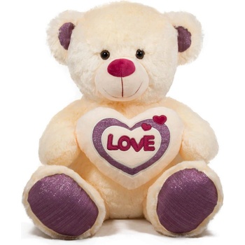 Плюшено мече със сърце и лилави лапи 50 см