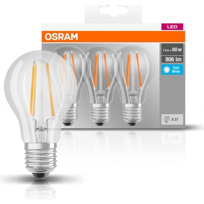 Osram Sada 3x LED žiarovka E27, A60, 6,5W, 806lm, 4000K, neutrálna biela