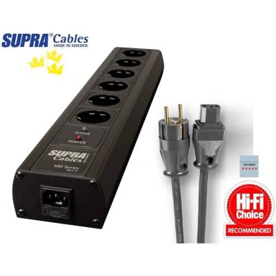 Supra Cables SUPRA MAINS BLOCK MD06-EU/SP SPC BLACK - Silver Edition + SUPRA LoRad 2.5 SPC CS-EU 1, 0m (094429)