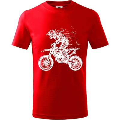 Cross Enduro kostra tričko detské Červená