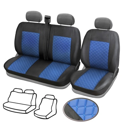 Тапицерия за бус, черно със синьо Premium SS 2+1