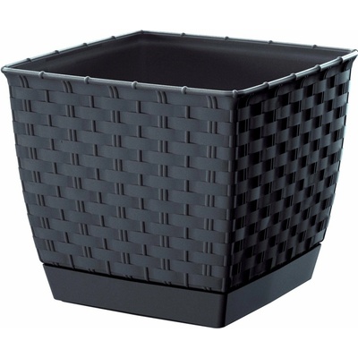 Prosperplast Kvetináč plast čierny, sivý 14,5 x 12,6 x 12,6 cm