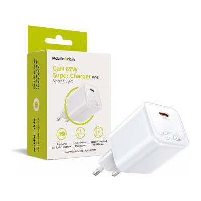 Mobile Origin GaN 67 W Super Charger с един USB-C порт, бял MO-67W-PW6 (MO-67W-PW6)