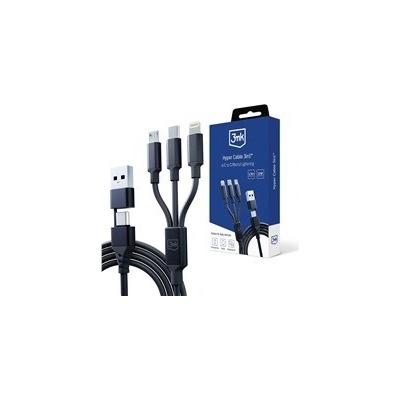 3mk nabíjecí kabel - Hyper Cable 3in1 A/C to C/Micro/Lightning 1.5m, černá