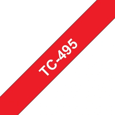 Ламинирана лента Original Brother White on Red TC495 за E105|E110|H100|H101|H105|H110|H111|P300|128|200|1000|1010|1090|1100|1120 (TC495)