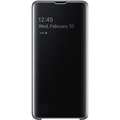 Samsung Clear View Cover EF-ZG973CB - оригинален кейс, през който виждате информация от дисплея за Samsung Galaxy S10 (черен)