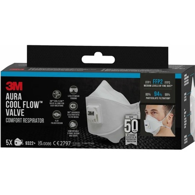 3M Respirátor Aura 9322-5 FFP2 s ventilem 5 ks