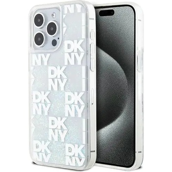 DKNY Кейс DKNY Liquid Glitter Multilogo за iPhone 15 Pro Max, бял (3666339271060)