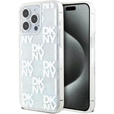 DKNY Кейс DKNY Liquid Glitter Multilogo за iPhone 15 Pro Max, бял (3666339271060)