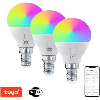 Immax NEO LITE SMART sada 3x žárovka LED E14 6W RGB+CCT barevná a bílá, stmívatelná, Wi-Fi, P45, TUYA