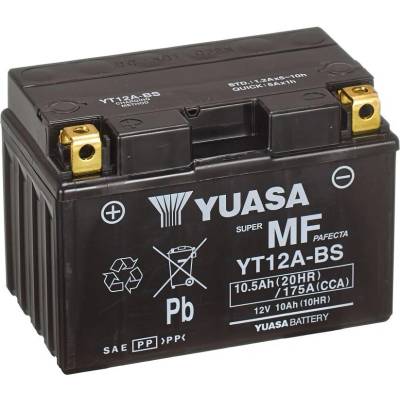Motobaterie 12V, YT12A-BS, 10,5Ah, 175A, bezúdržbová MF AGM 150x87x105, YUASA originál (vč. balení elektrolytu) YUASA M310-349