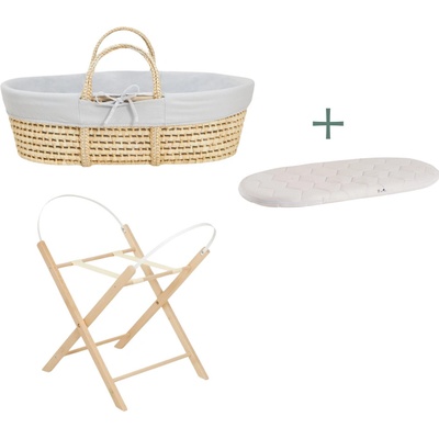 Ahojbaby sada Mojžíšův košík pro miminko Corn se skládacím stojanem natural, šedým potahem – Zbozi.Blesk.cz
