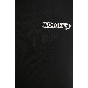 HUGO Blue Памучна тениска Hugo Blue в черно с принт 50523782 (50523782)