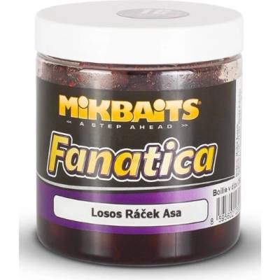 Mikbaits boilies v dipu Fanatica 250ml 24mm Losos & Ráček & Asa