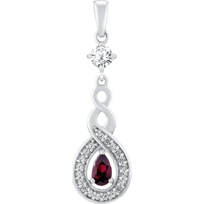 SILVEGO Stříbrný přívěsek Nelope s pravým granátem a čirými Brilliance Zirconia FW18412PGA