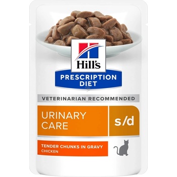 Hill's Prescription Diet s/d Urinary Care - диета за котки с уринарни проблеми, за бързо разтваряне на струвити, с пилешко 85gr