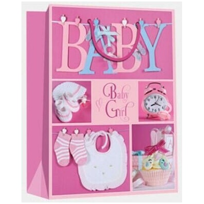 Taška dárková Maxi matt 26,7 x 13,7 x 33cm TL - motiv BABY GIRL