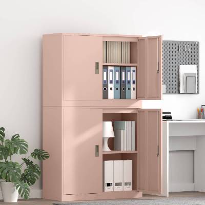 vidaXL Шкаф за съхранение 2 бр. Розово 90 x 40 x 160 см Стомана (3438712)