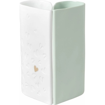 räder Porcelánová váza Hearts – set 2 ks, zelená barva, bílá barva, porcelán