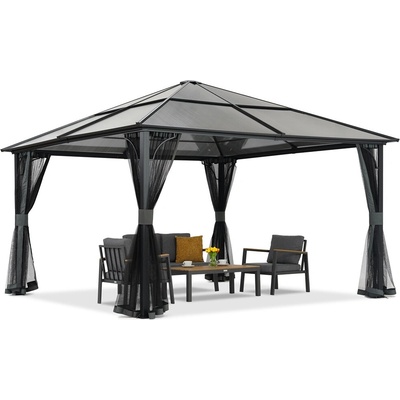 Garden Point záhradný altánok Santiago 4x4 m s moskytiérou Moderný antracit