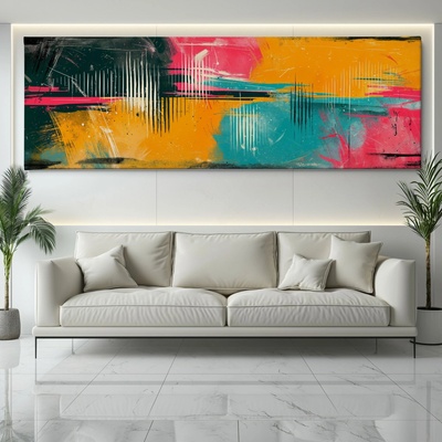Obraz na plátně - Exploze barev FeelHappy.cz Velikost obrazu (šířka x výška): 150 x 50 cm