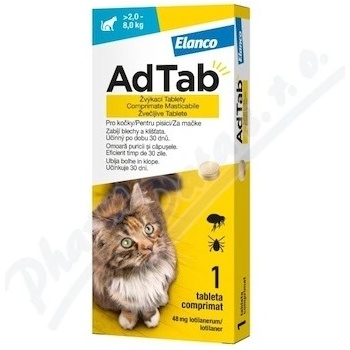 AdTab 48 mg žuvacie tablety pre mačky 2-8 kg 1 tbl