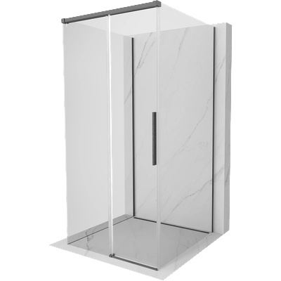 Mexen Rox-3S 3-стенна душ кабина с плъзгащи се врати 90 х 90 см, прозрачна, четка с цвят на оръжен сив - 8C2-090-090-66-00-3S (8C2-090-090-66-00-3S)