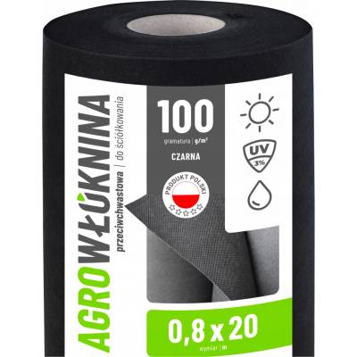 GFagro Černá mulčovací netkaná textilie GF Agro 80 cm x 2000 cm 100 g/m²
