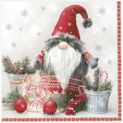 MAKI SLGW 024301 Scandinavian Gnome With Candy Canes servítky 3V vianočné 20ks 33x33cm