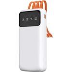 Dudao K6PRO аварийно зарядно устройство с Type-C конектор, 10000mAh, LED дисплей + кабел с фиксирани USB/Type-C/Lightning/microUSB конектори, БЯЛ GP-190611 (GP-190611)