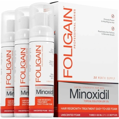 Foligain Minoxidil 5 % liečba na rast vlasov pre mužov – 3 fľaše