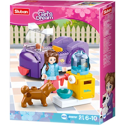 Sluban Конструктор Sluban Girl's Dream - Център за хранене на кучета, 91 части (M38-B0970F)