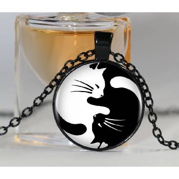 Origoska Řetízek yin yang kočka KC01 Černá